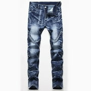 IYTR Mens Denims Pants Pants Slim Jeans With Pockets New Trend Stretch Slim Jeans Comfy Gradient Color Button Zipper Fashion Casual Blue XS(29)